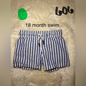 Striped Blue and White Kids Swim Shorts